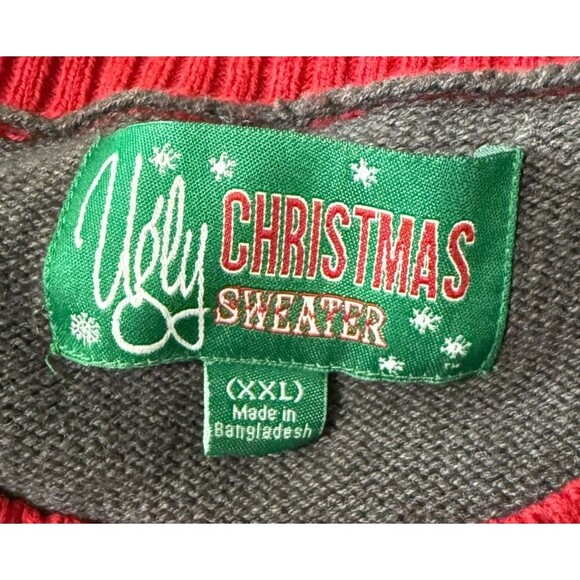 Ugly Christmas Sweater Men's Gray Santa Claus Motorcycle Live to Ride Size XXL - Picture 4 of 5